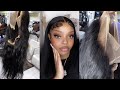 How To Dye Your Wig The PERFECT Jet Black!! 30&quot; Straight HD LaceWig Install | Asteria Hair | Sam iam