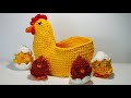 CESTA EN FORMA DE GALLINA TEJIDA EN CROCHET