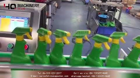 Automatic liquid filling and trigger capping machines|YQ machinery inline filler and pump capper