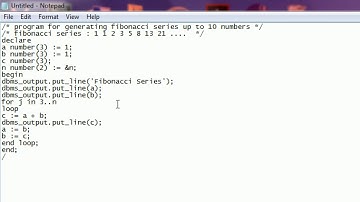 PL/SQL Program: Generation of Fibonacci Series in Telugu