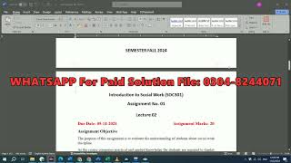 SOC301 Assignment 1 100% Correct Solution Fall 2024