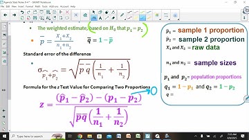 Stats Notes 9-4 Testing the Difference between two Proportions