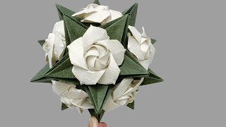 Origami Flower Ball | 摺紙花球框架 + 折紙玫瑰教學 3.0