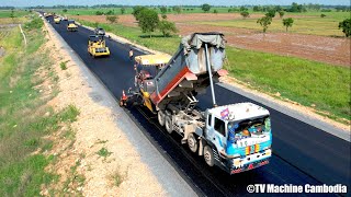 Beautiful & Incredibles Operator Skills Modern Road Construction Processing Fastest Asphalt Paving