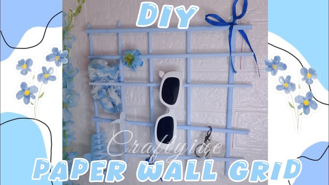 Diy paper wall grid...🩵💎 !! #crafts 