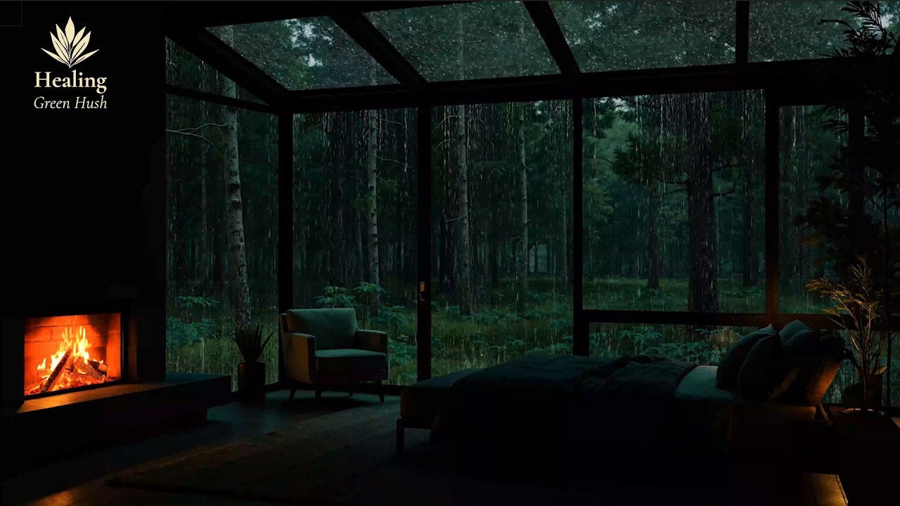 Tranquil Rain Sounds for Sleep in a Forest with Warm Fireplace (No Ads ...