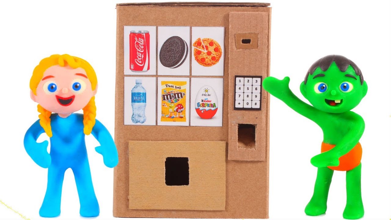 ⁣KIDS BUILD A VENDING MACHINE WITH CARDBOARD ❤ PLAY DOH CARTOONS FOR KIDS