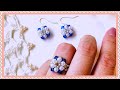 【パールの小花とスワロフスキーのリングとピアス】DIY/Beaded ring/Beaded earrings/Swarovski