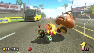Mario Kart World: Mushroom Cup (Luigi) 100cc
Tackling the Mushroom Cup in a drive from Mario Bros. Circuit to DK Spaceport as Luigi. Aiming to take first place despite the chaos and hopefully win the championship, utilizing railings and power-ups along the way. Mario Kart World: Mushroom Cup (Luigi) 100cc