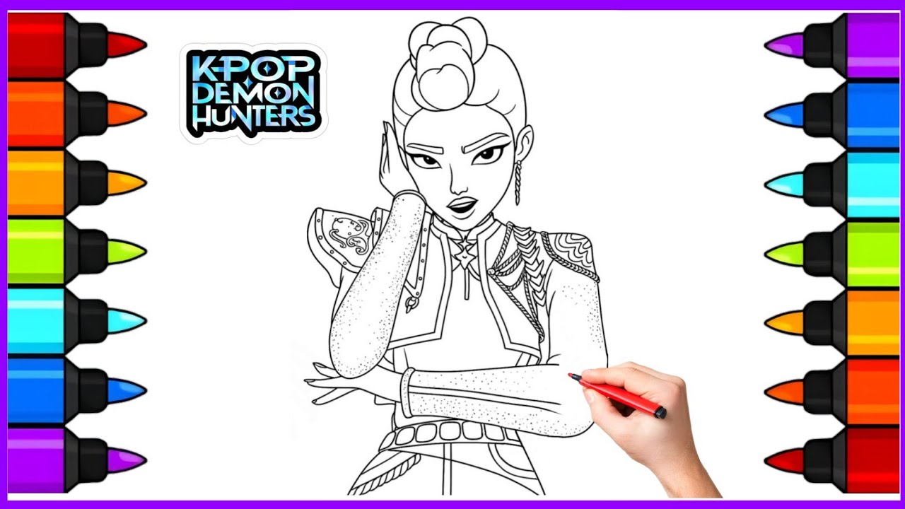 Раскраска «Охотники на демонов в стиле K-Pop: Золотой Руми» | Раскраски «Охотники на демонов в ст...