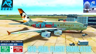 RFS–Real Flight Simulator– Heathrow–To–Abu Dhabi–Full Flight–A380–Etihad Airways–Full HD–Real Route