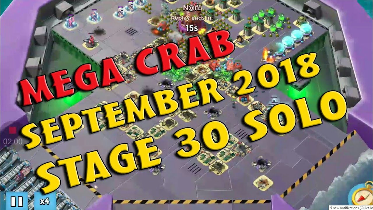 BOOM BEACH, MEGA CRAB, SEPTEMBER 2018, STAGE 30 (SOLO)