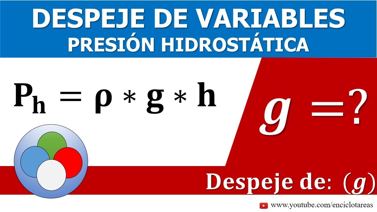 DESPEJE DE VARIABLES Fórmula de presión hidrostática (gravedad) YouTube