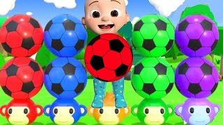 Learn Colors With Surprise Soccer Balls Number Song |Colorful Eggs on the farm  what color is this?
