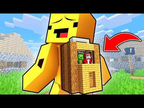 JJ and Mikey Build Secret Tiny Base until Banana Kid Notices - Maizen Minecraft