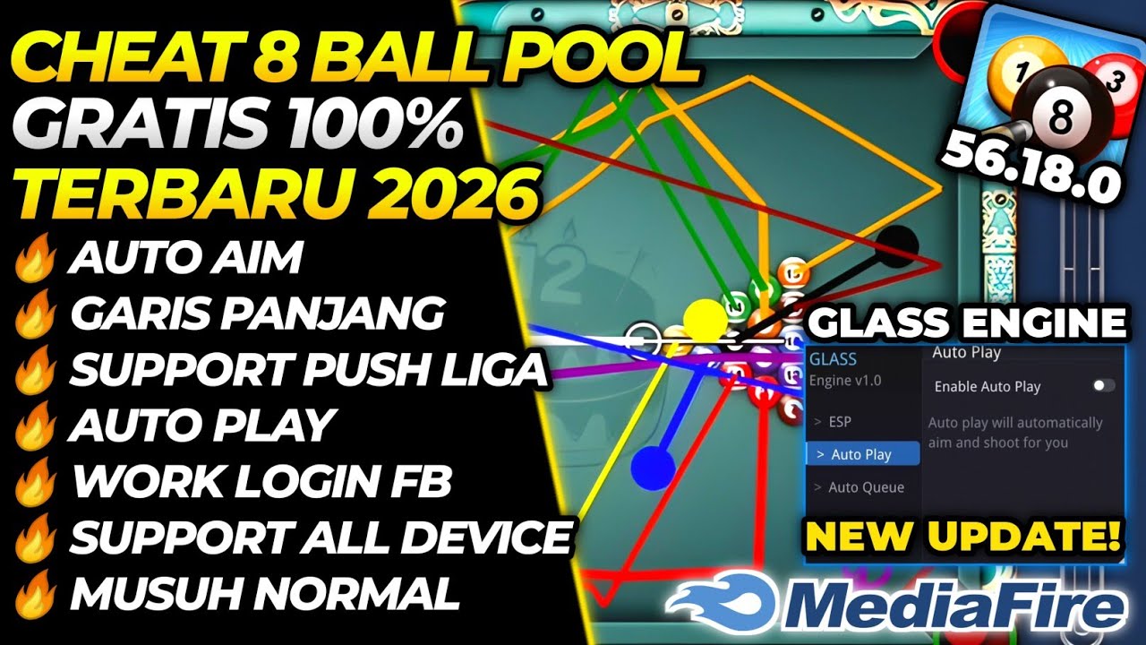 New Key AutoPlay Glass Engine Gratis❗️CHEAT 8 BALL POOL MOD APK TERBARU 2026 GARIS PANJANG NO ROOT