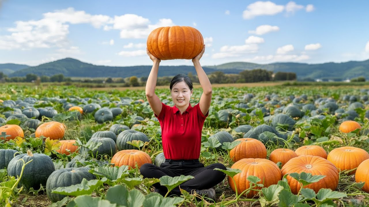 Harvesting Hundreds of Sweet Pumpkin In The Farm, goes to the market sell - Elli Life