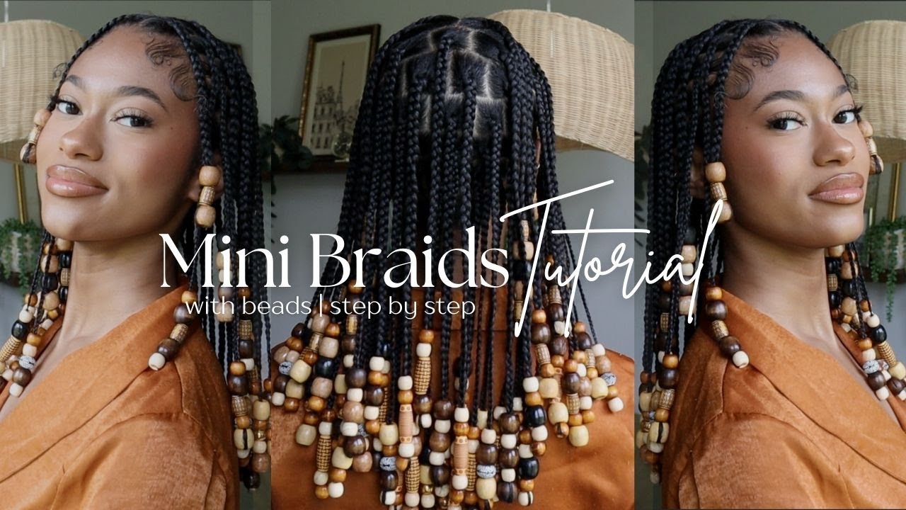 Mini Braids w/ Beads on Naturally Curly Hair | Protective Hairstyle, Beginner Friendly