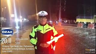 Pers Sat Lantas Res Sergai Melaks Giat Blue Light Patrol di Seputaran Simpang Tiga Pekan Perbaungan 
