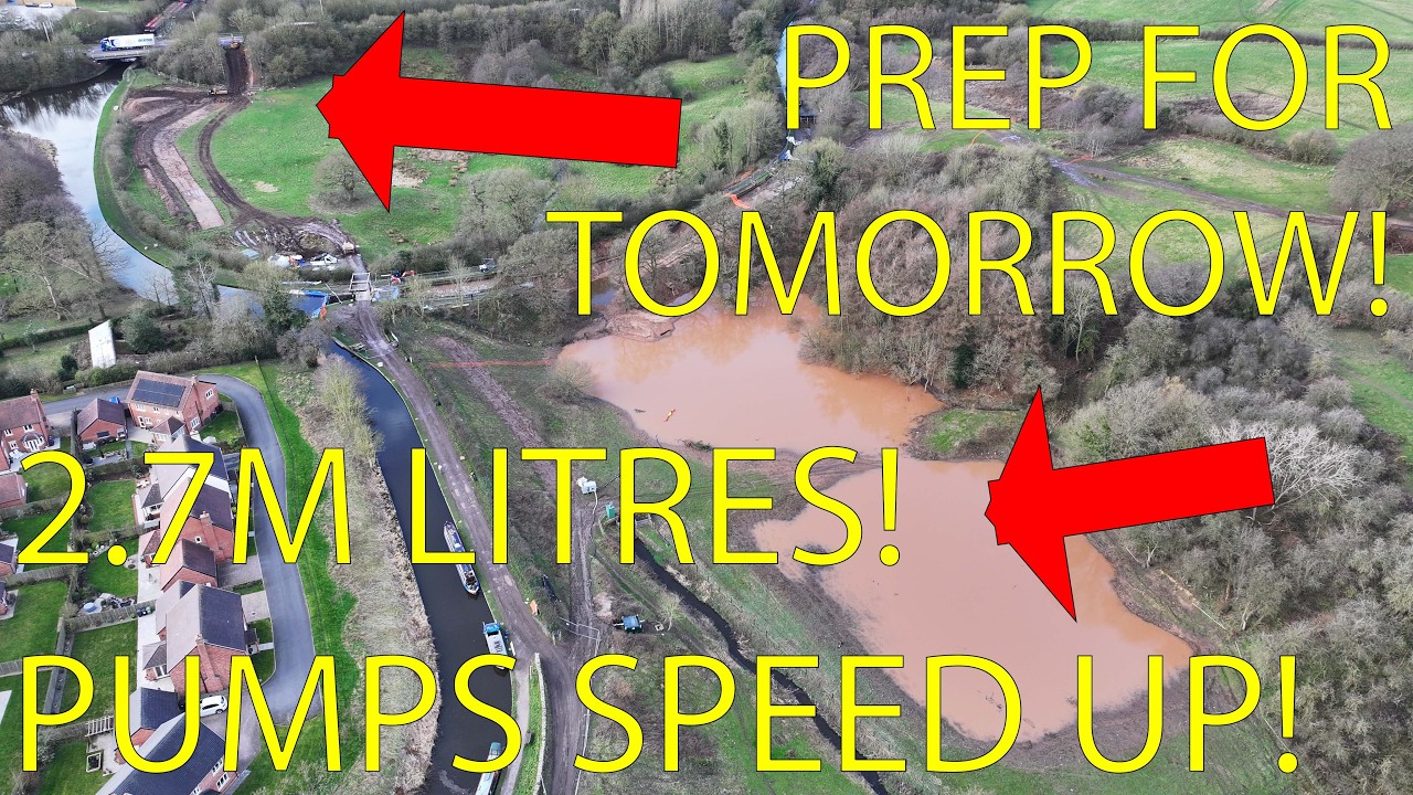 Whitchurch Canal Breach Update, Big Works All Over Site! With Commentary (24thFeb)