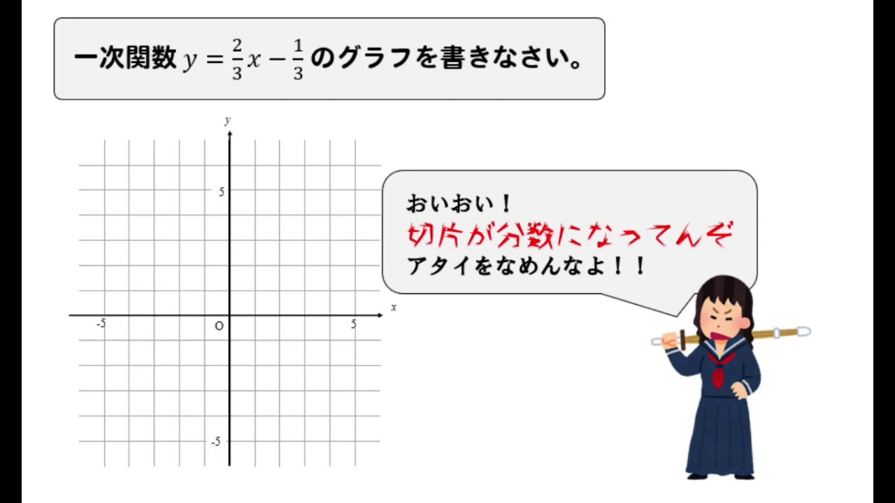 一次関数 グラフの書き方 切片が分数のときにはどうする Youtube