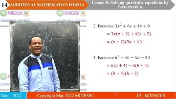 IP-SC ADDITIONAL MATHEMATICS Form 4 Lesson 8 Solving quadratic equations by  factorization