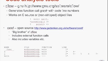 Tools for code browsing, analysis, and performance profiling video