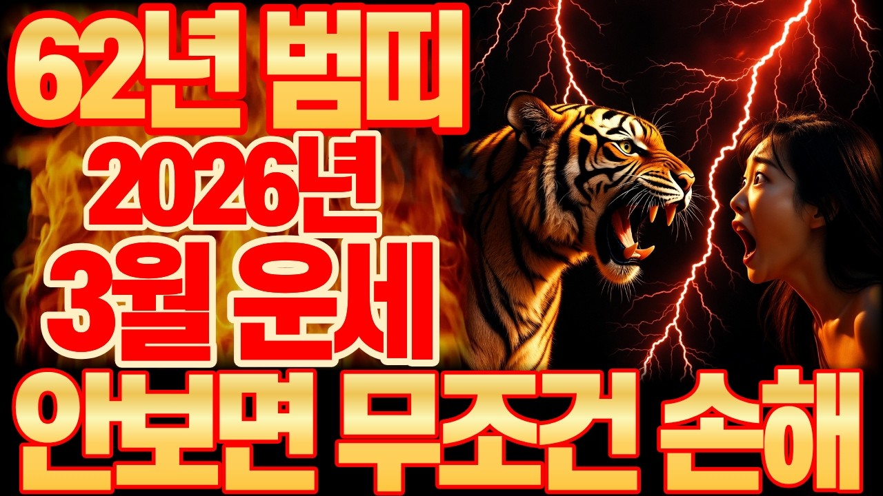 2026년 3월, 1962년 임인생 호랑이띠, 대박 운세 총정리｜3월 행운 번호 공개