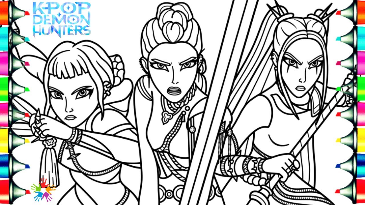 KPop Demon Hunters Coloring Pages / How to Color Rumi Mira Zoey / Huntrix