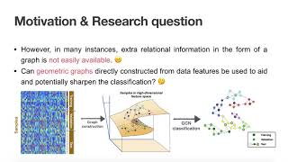 Geometric graphs from data to aid classification tasks with graph convolutional networks