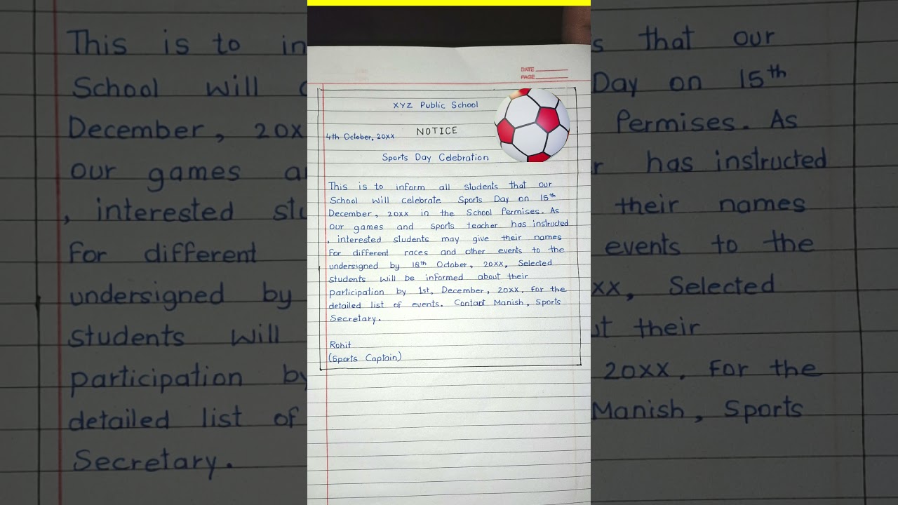 Notice Writing for Annual Sports Day | Notice writing | English handwriting | writing
