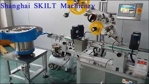 Auto bottle cap on top surface labeling machine with auto feeding device