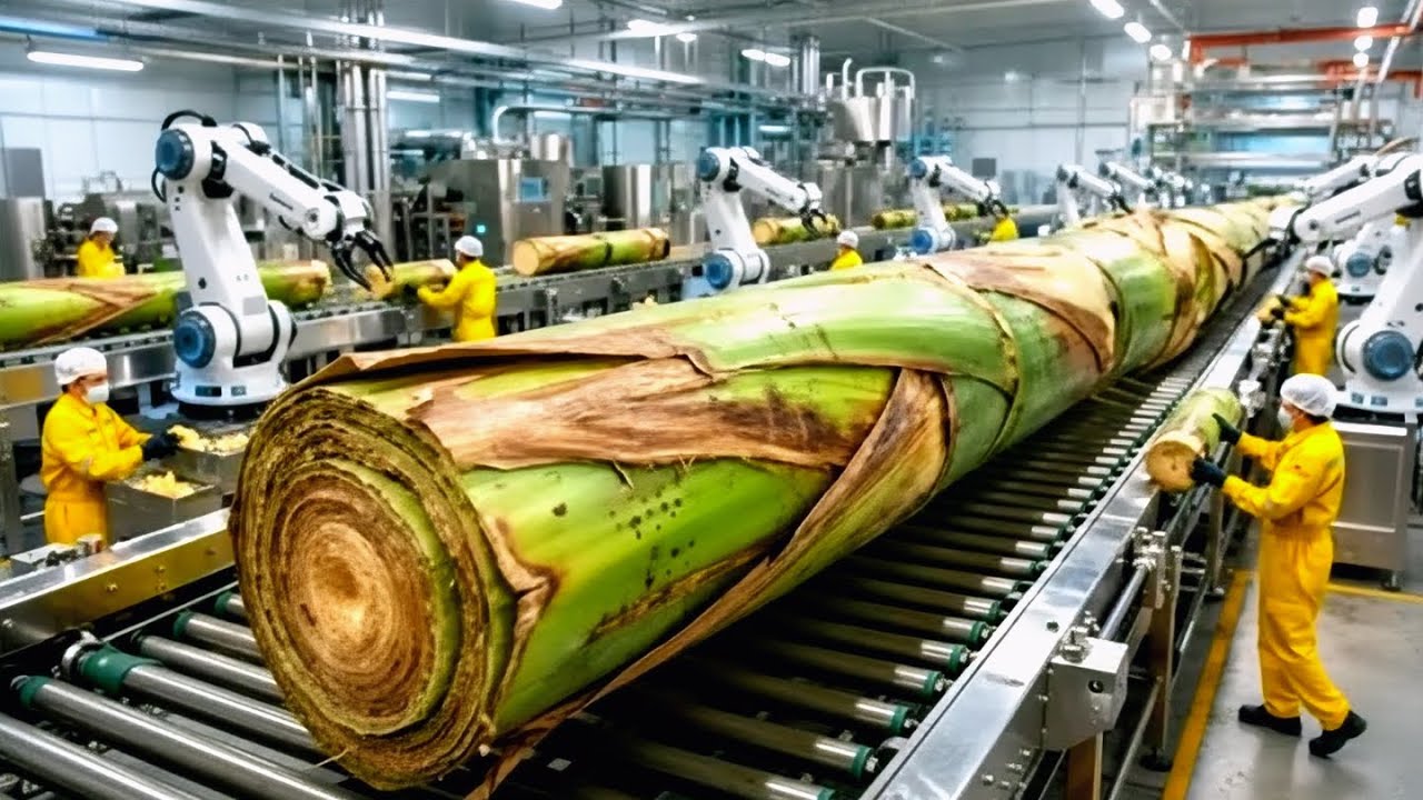 Inside the High-Tech BANANA STEM Factory – (Full Process) Making Ultra-Luxury Fibers