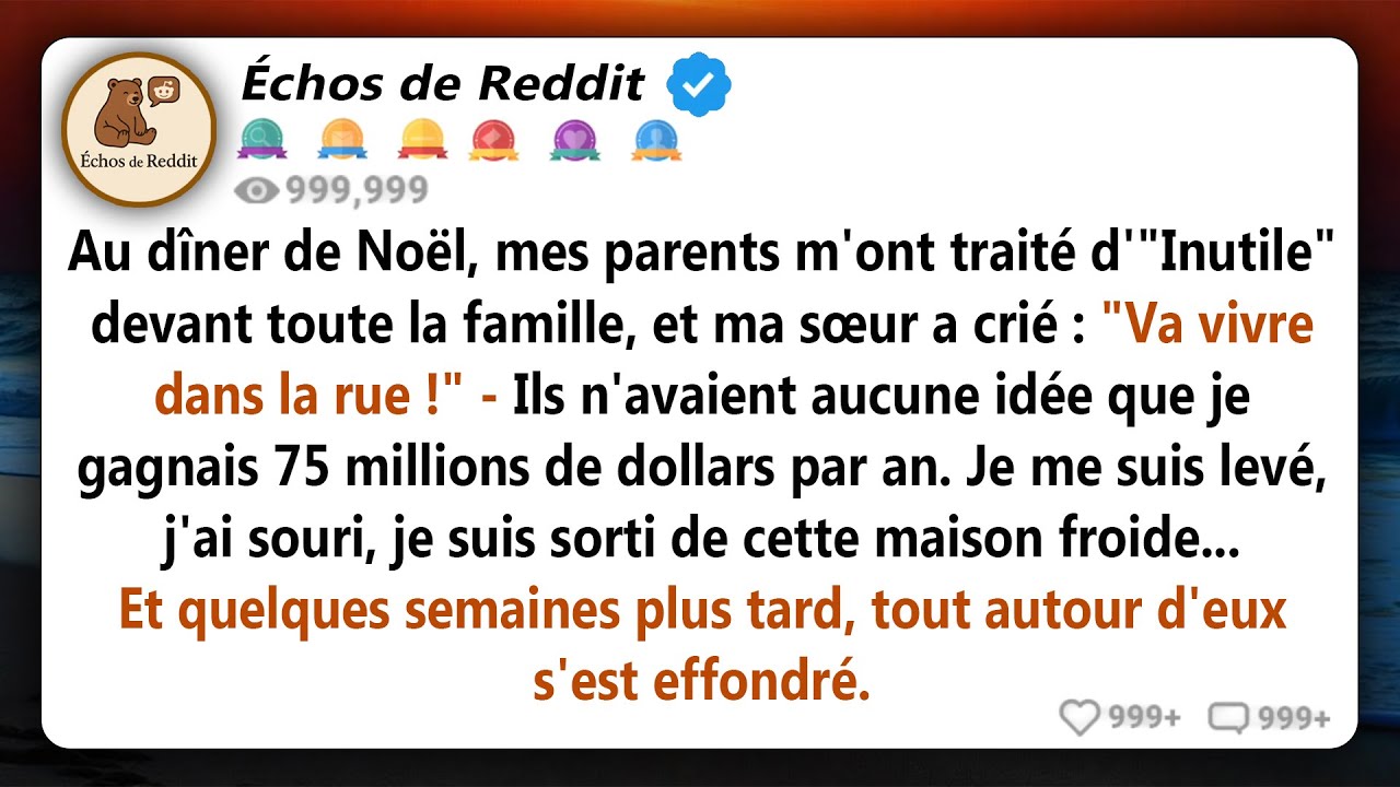 Au dîner de Noël, ma sœur a crié 