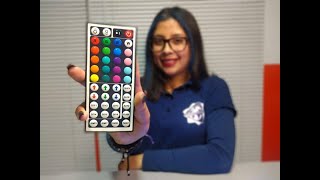 Como funciona el control remoto de 44 funciones de la cinta LED RGB multicolor (Tutorial)