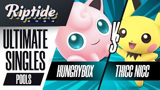 Hungrybox (Jigglypuff) vs thicc nicc (Pichu) - Riptide 2024 - Ultimate Singles - R1 Pools
Follow Riptide 2024 on social media:
Twitter: https://x.com/riptidessb
Follow BTS on social media:
Twitter: https://twitter.com/BTSsmash
Twitch: https://twitch.tv/BTSsmash
Event Link: http://start.gg/riptide Watch live at https://www.twitch.tv/btssmash Hungrybox (Jigglypuff) vs thicc nicc (Pichu) - Riptide 2024 - Ultimate Singles - R1 Pools