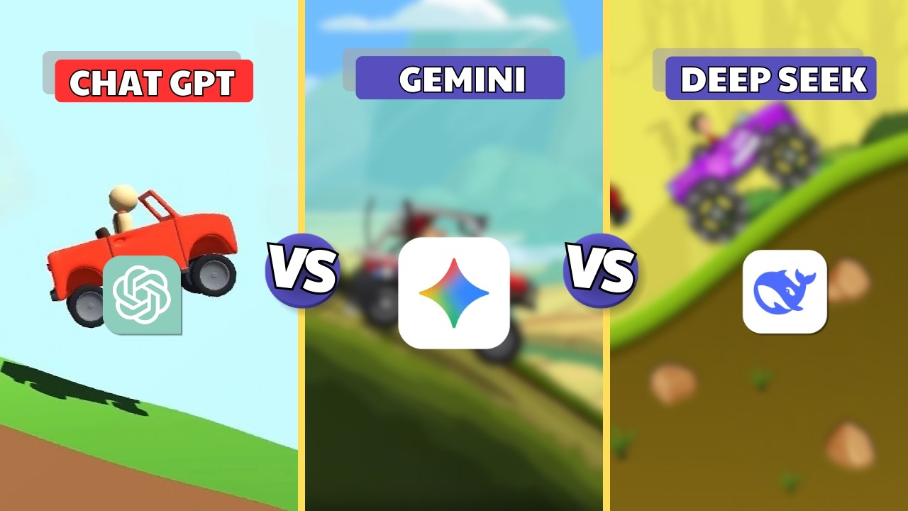 3 AI Worked Together to Make a Hill Climb Racing Game 😱 (ChatGPT vs Gemini vs DeepSeek) 