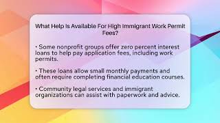 What Help Is Available For High Immigrant Work Permit Fees? - Immigrant Family Life
