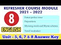 8th English Refresher Course Answer Key Unit 5-8