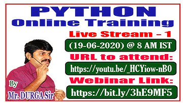 PYTHON Online Training || Live Stream - 1 || By Mr. DURGA Sir