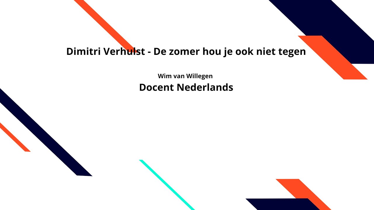 Dimitri Verhulst - De zomer hou je toch niet tegen - YouTube