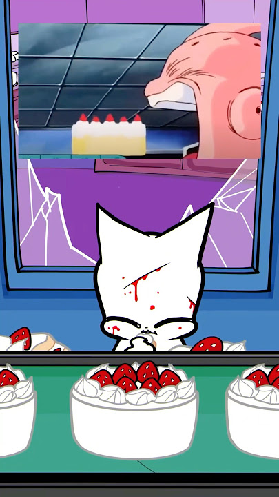 Cute Cat Eats Candies Like Majin Buu from Dragonball 🍰