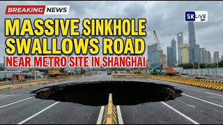 Massive sinkhole swallows road near metro construction site in Shanghai