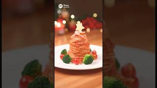 Powdery Snow Falling: Simple Christmas Tree-Style Pasta Dish #aivideo #foodlover #xmas