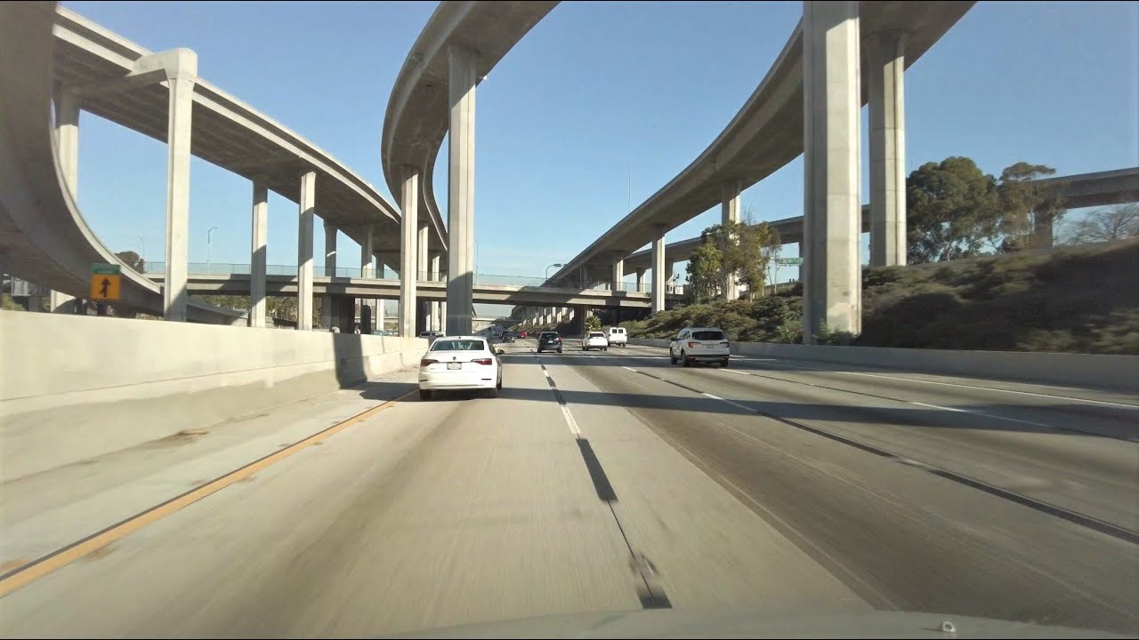[4K] Los Angeles Freeway 110N to downtown L.A..