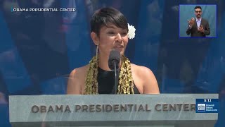 Hawaiian leader introduces former President Obama during center’s opening