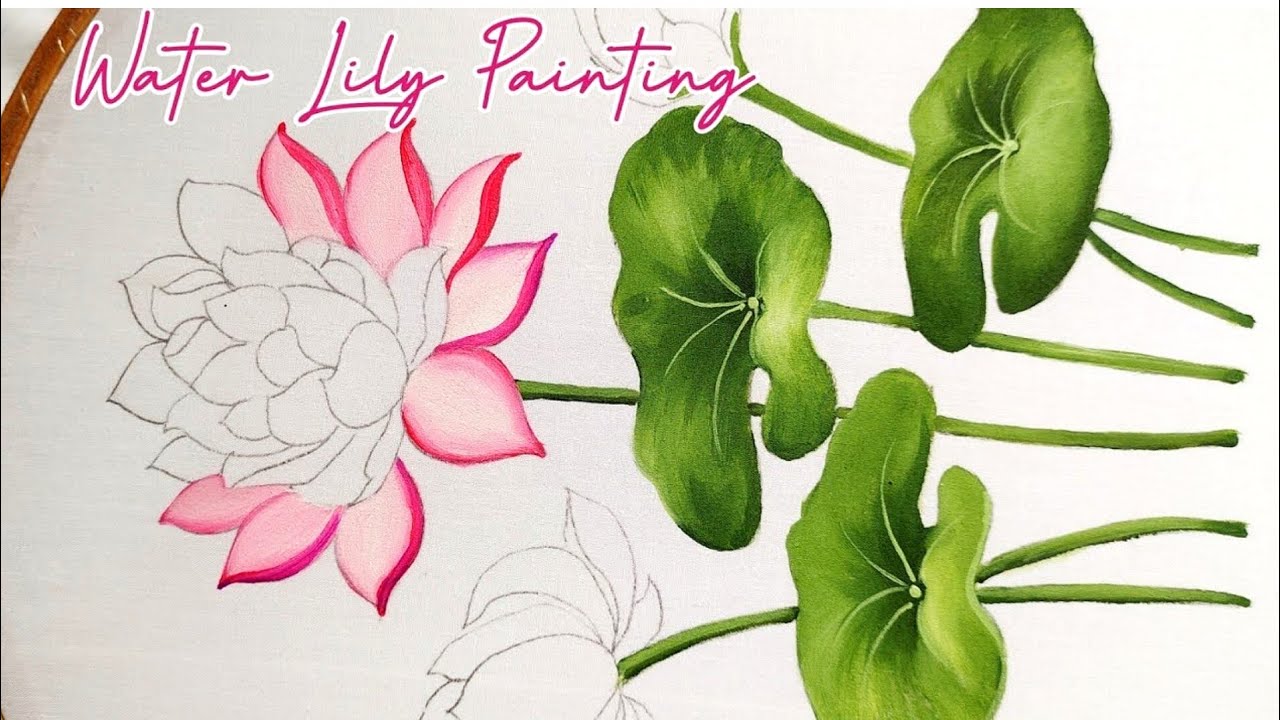 Water lily painting on cloth Lotus painting water lily YouTube