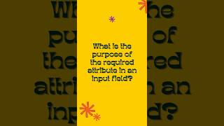 🔹 What is the Purpose of the required Attribute in HTML 🤔 #html #frontend #webdevelopment #coding
