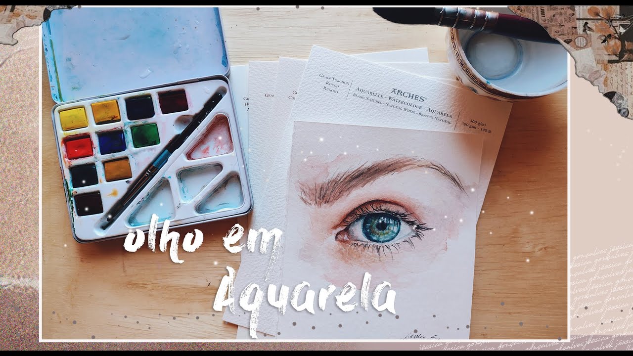 COMO PINTAR OLHO COM AQUARELA   Pintura em Aquarela + Resenha sobre a Aquarela AQUAFINE 🎨