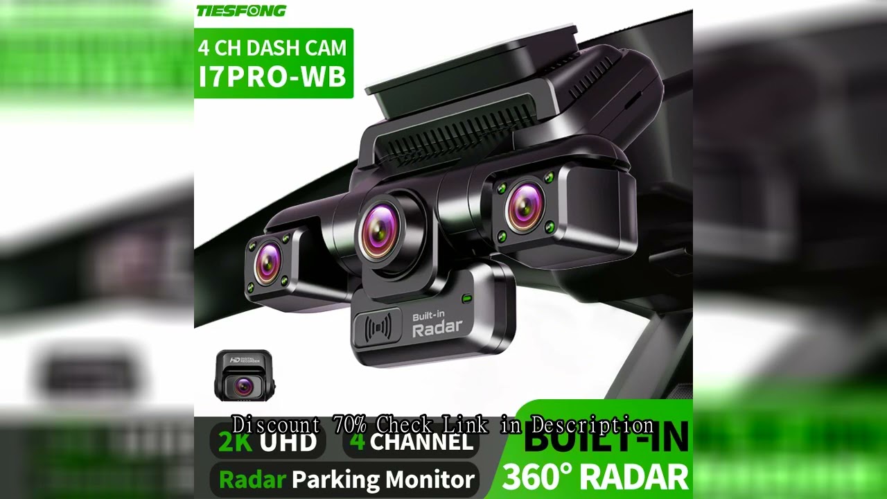 TiESFONG 4CH GPS Dash Cam i7pro Front 4K/2K+3*1080P for Car 360 DVR Camera 24H Parking Mode WiFi Vid